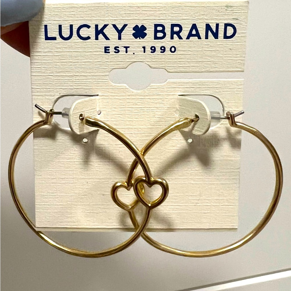 Gold hoops with hearts - Lucky Brand